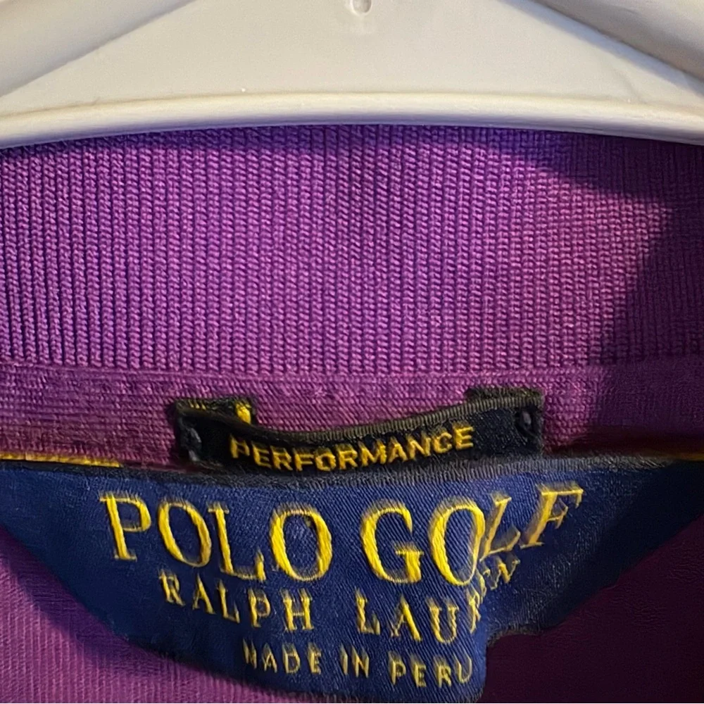 Polo Golf Ralph Lauren Mens Med Shirt AJGA Embroidered Big Pony Purple Buttons